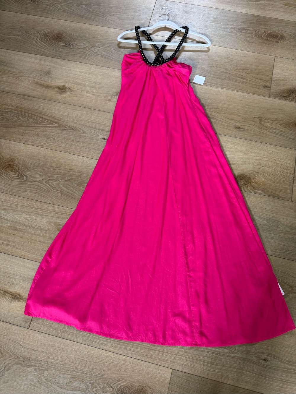 Topshop Fuchsia Beaded Halter Maxi Dress | US 4